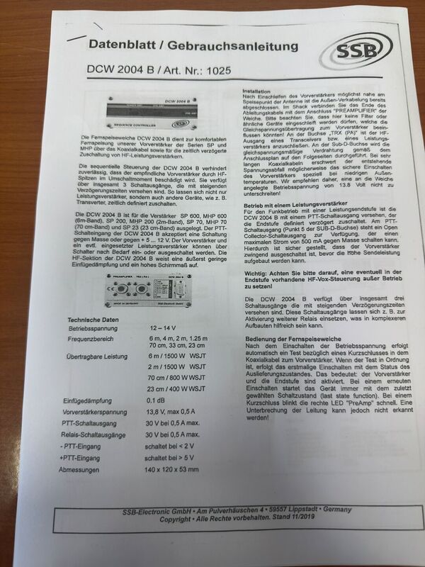 SSB ELECTRONICS AC 2004 E AS 2004 COMMUTAZIONE  SU QUATTRO ANTENNE  SU TUTTE LE BANDE RADIOAMATORIALI DAGLI 80M  AI 70 CM