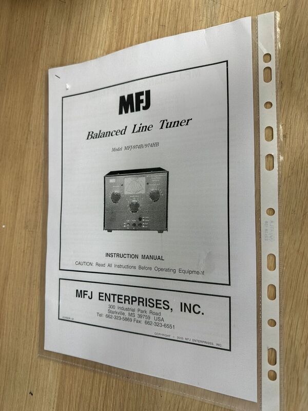 MFJ 974 HB ACCORDATORE MANUALE 300 WATT PEP HF E 50 MHZ OTTIMO