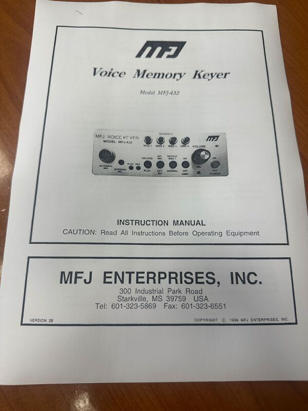 MFJ 432 Voice Memory Keyer OTTIMO CAVO KENWOOD