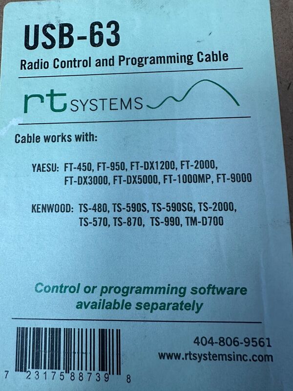 RT SYSTEMS USB 63 CAVO DI PROGRAMMAZIONE PER YAESU E KENWOOD NUOVO
