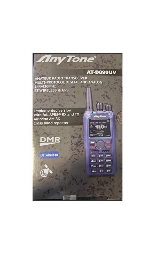 ANYTONE AT-D890 UV APRS-RTX VHF/UHF+RX AIR BAND +trasponder ANALOG/DMR PTT BT/GPS NUOVO PRONTA CONSEGNA